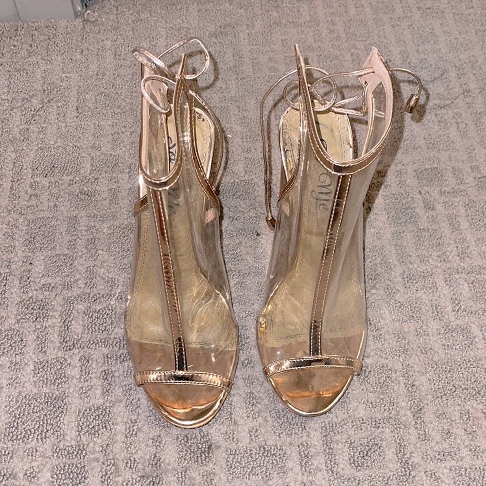 Fashion nova rose gold clear heels